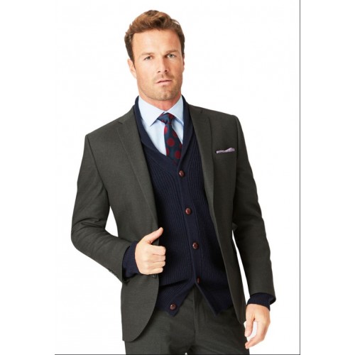 Dijon Charcoal Tailored Fit Three Piece Suit Jacket Black